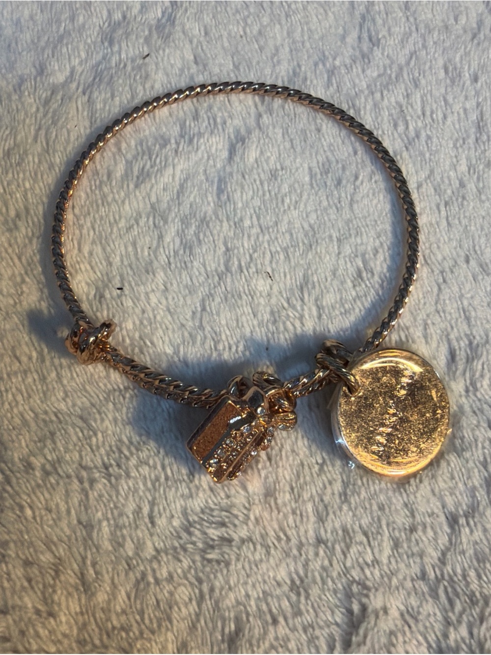 Rose Gold-Tone Charm Bangle Bracelet with Sparkling Gift & Disc Charms Mary Kay